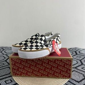 Vans Black and White Checkerboard Platform Sneakers
